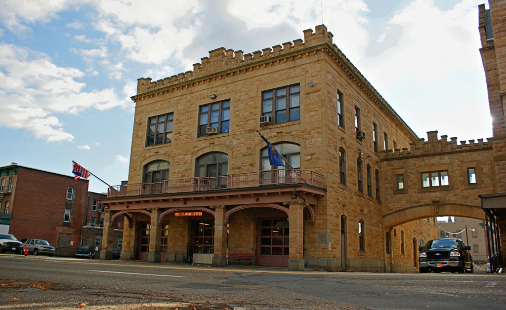 Fire Headquarters on Mulberry Street, adjacent to the Municipal Building.