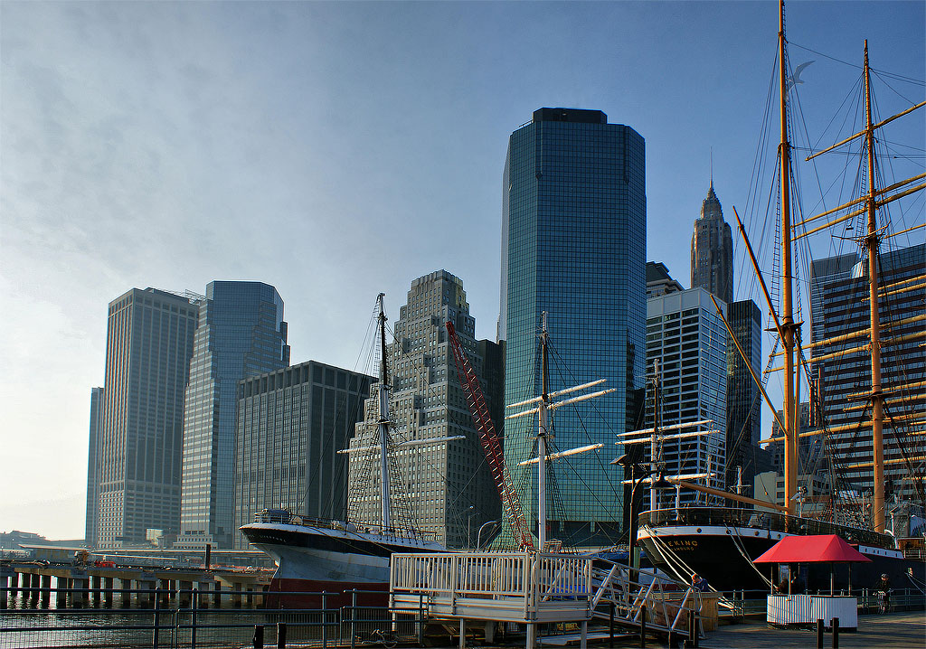 Financial District seen from South Street Seaport.