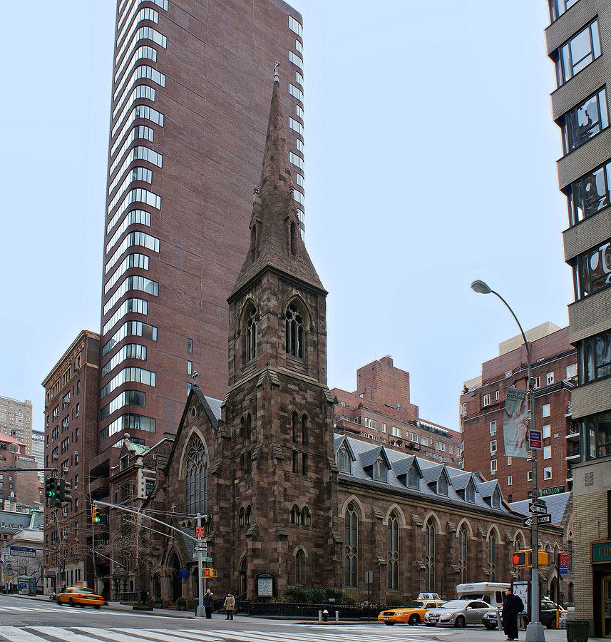 Church of The Incarnation.Madison Avenue has the occasional tall buildings as can be seen here right next door to the Church of The Incarnation.